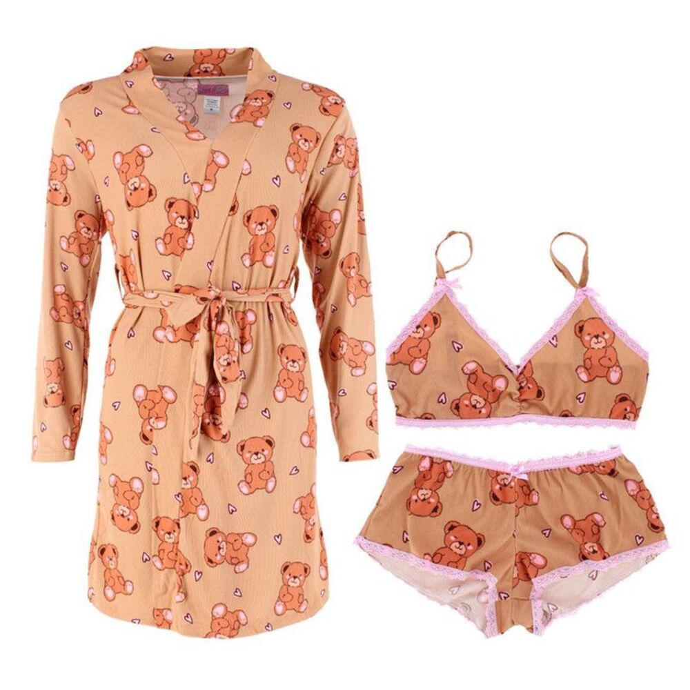 Love to Sleep Women's Teddybear Robe Lounge Set